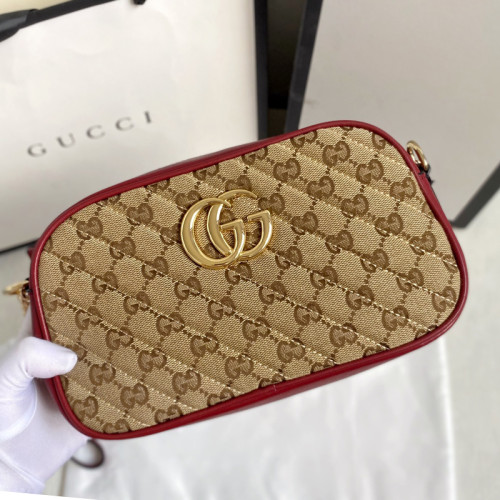 Gucci Womens Bag GG Marmont small shoulder bag in Original GG canvas/black Luxury Brand with Original Box 447632 HVKEG 9772
