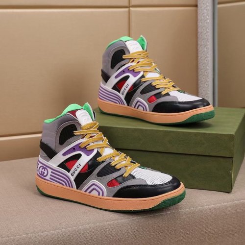Gucci Womens Shoes Fashion Type Luxury Brand Leather Women's Gucci Basket sneaker with Original Box 661312 2SH90 1072