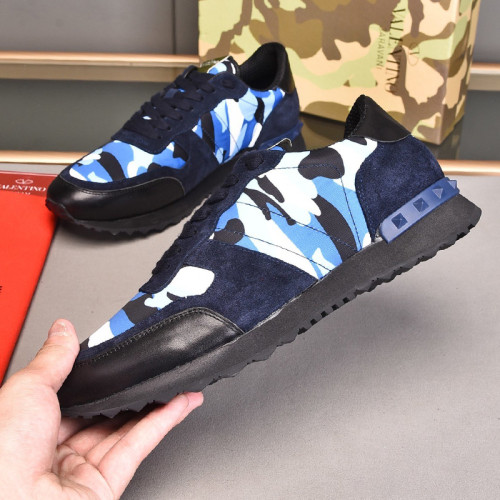 Valentino Men Shoes Fashion Design Luxury Brand ROCKRUNNER CAMOUFLAGE LAMINATED STUDDED SNEAKER with Original Box