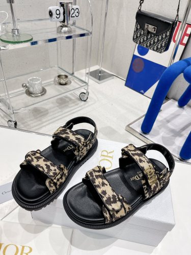 Dior Women Shoes Sandals Luxury Brand DIORACT SANDAL Multicolor Printed Silk with Original Box KCQ549MZS_S57P