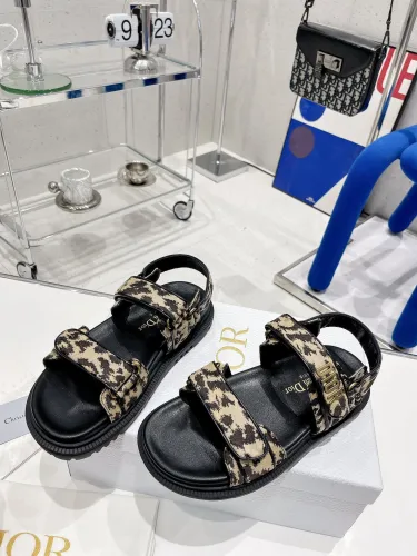 Dior Women Shoes Sandals Luxury Brand DIORACT SANDAL Multicolor Printed Silk with Original Box KCQ549MZS_S57P