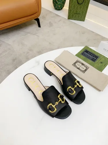 Gucci Womens Shoes Sandals Casual Design Luxury Brand Classic Leather Women's slide sandal with Horsebit with Original Box 655412 BKO00 9022