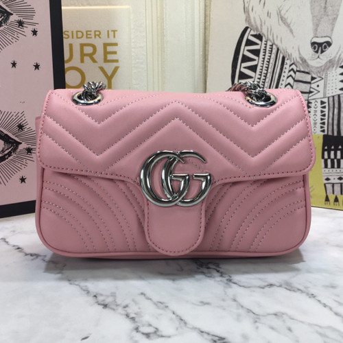 Gucci Womens Bags Shoulder Messenger Bag Luxury Brand Gucci GG Marmont matelassé mini bag with Original Box 446744 UM8AN 1711