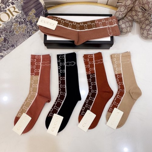 Gucci Socks 5 Pairs with Original Box Luxury Brand Breathable Gucci Sock