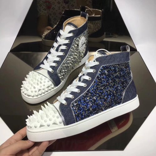 Christian Louboutin Mens Shoes Luxury Brand Red Bottom Design Louis Junior Spikes Flat with Original Box CL sneakers