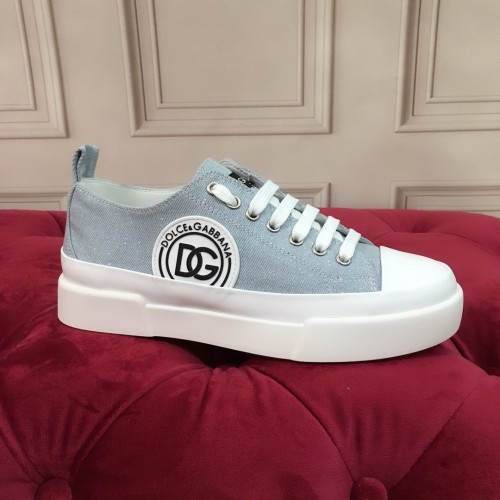 Dolce & Gabbana Mens Shoes Sneakers Rubber Sole Luxury Brand Two-tone canvas Portofino Light low-top sneakers with DG logo Men Casual Shoes with Original Box