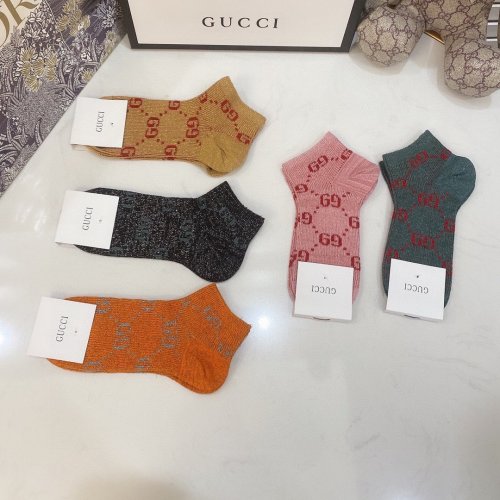 Gucci Socks 5 Pairs with Original Box Luxury Brand Breathable Gucci Sock