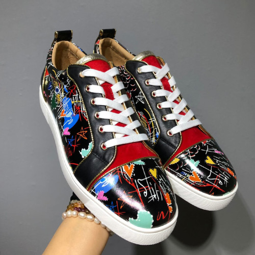Christian Louboutin Mens Shoes Luxury Brand Red Bottom Design Louis Junior Spikes Flat with Original Box CL sneakers