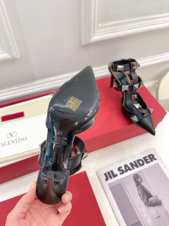Valentino Women Shoes Mule Flip Flop Sandals ROMAN STUD SLIDE SANDAL IN QUILTED NAPPA with Original Box Luxury Brand 8cm Heel Design