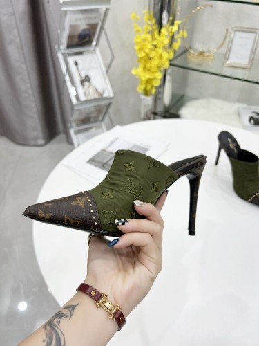 Louis Vuitton Womens Shoes Pumps Sandals Slippers Leather Design Luxury Brand Summer Fashion Sandals with Original Box 9.5cm Heel