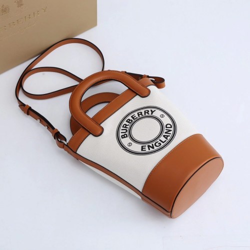 Burberry Womens Bag Logo Graphic Cotton Canvas Peggy Bucket Bag