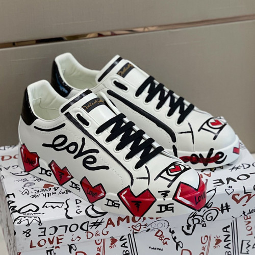Dolce&Gabbana Men Shoes Sneakers Luxury Portofino Sneakers In Nappa Leather And Rubber Toe-Cap