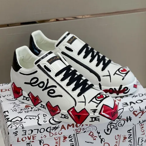 Dolce&Gabbana Men Shoes Sneakers Luxury Portofino Sneakers In Nappa Leather And Rubber Toe-Cap