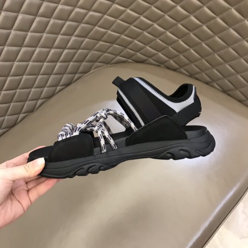 Dior Mens Shoes Sandals Luxury Brand DIOR H-TOWN SANDAL Technical Fabric with Brown Nubuck Calfskin with Original Box 3SA108ZON_H162