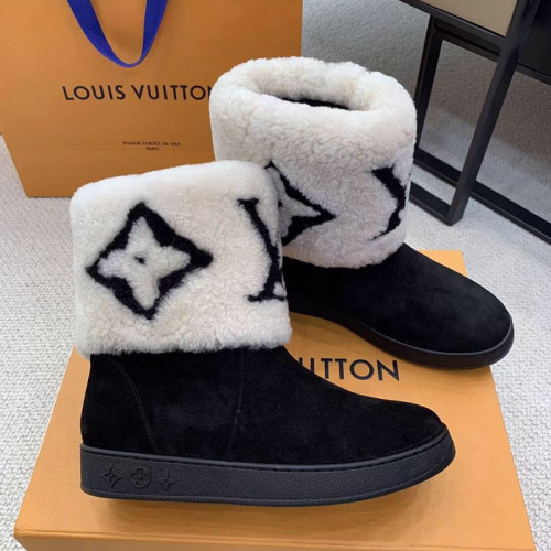 Louis Vuitton Women Shoes Snow Boots Luxury Brand SNOWDROP FLAT ANKLE BOOT with Original Box
