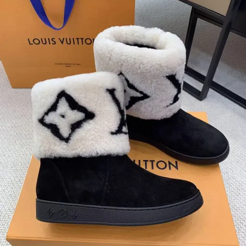 Louis Vuitton Women Shoes Snow Boots Luxury Brand SNOWDROP FLAT ANKLE BOOT with Original Box