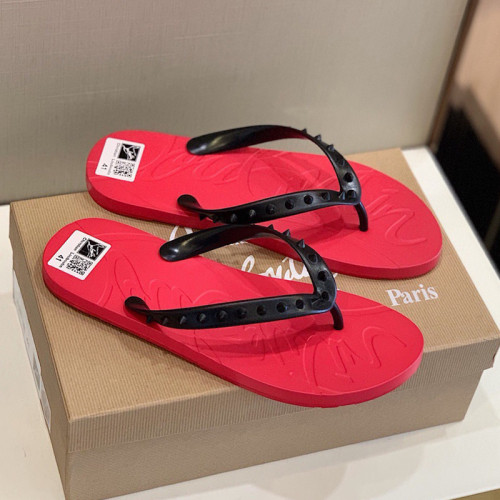 Christian Louboutin Men Shoes Slippers Luxury Brand Red Botton Mens Slides with Original Box Flip Flops
