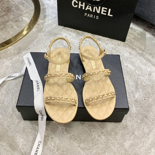 Chanel Womens Shoes Sandals Suede Calfskin