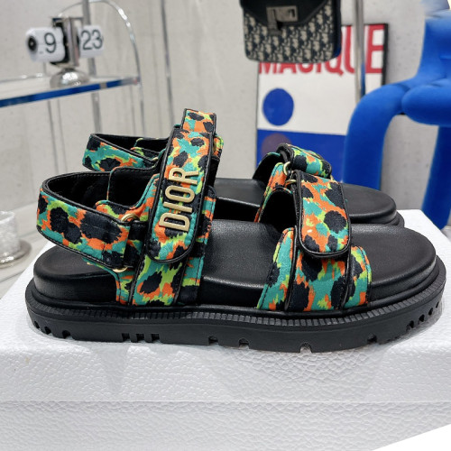 Dior Women Shoes Sandals Luxury Brand DIORACT SANDAL Multicolor Printed Silk with Original Box KCQ549MZS_S57P