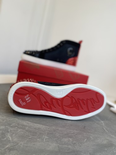 Christian Louboutin Mens Shoes Luxury Brand Red Bottom Design Louis Junior Spikes Flat with Original Box CL sneakers