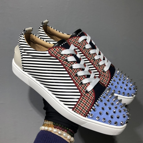 Christian Louboutin Mens Shoes Luxury Brand Red Bottom Design Louis Junior Spikes Flat with Original Box CL sneakers