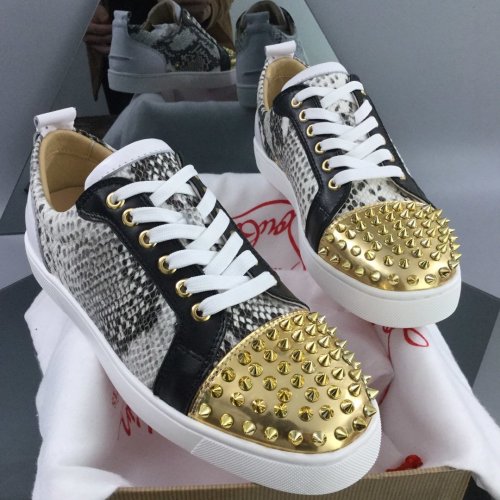 Christian Louboutin Mens Shoes Luxury Brand Red Bottom Design Louis Junior Spikes Flat with Original Box CL sneakers
