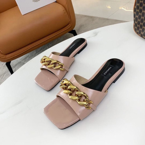 Versace Womens Shoes MEDUSA CHAIN FLAT LEATHER MULES