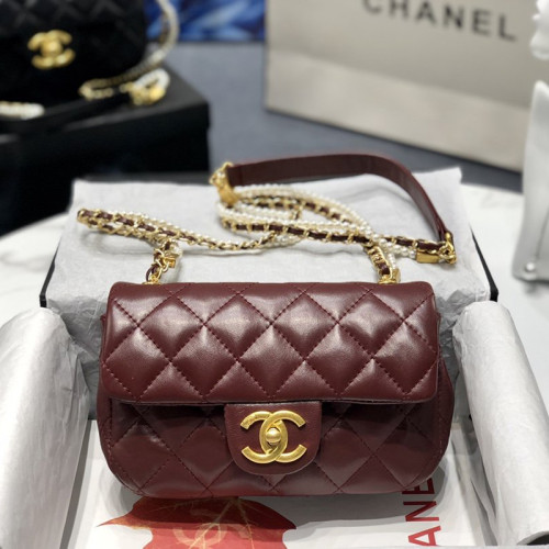 Chanel Womens Bags Flap Bag Calfskin, Crystal Pearls & Gold-Tone Metal Purple