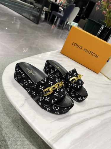 Louis Vuitton Womens Shoes Sandals Slippers Luxury Brand Louis Vuitton JUMBO FLATFORM MULE with Original Box 1A9QYY