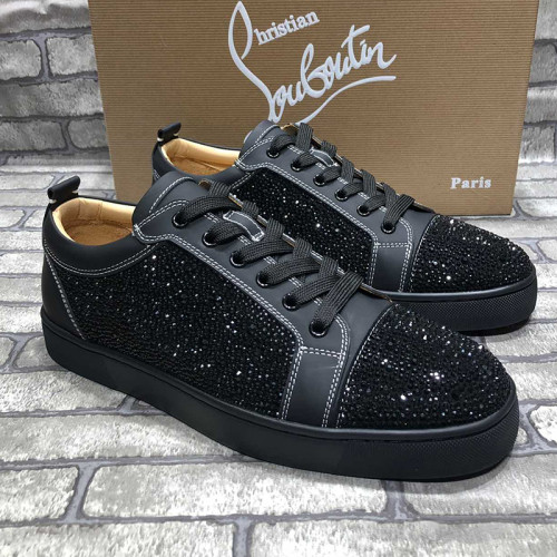 Christian Louboutin Mens Shoes Luxury Brand Red Bottom Design Louis Junior Spikes Flat with Original Box CL sneakers