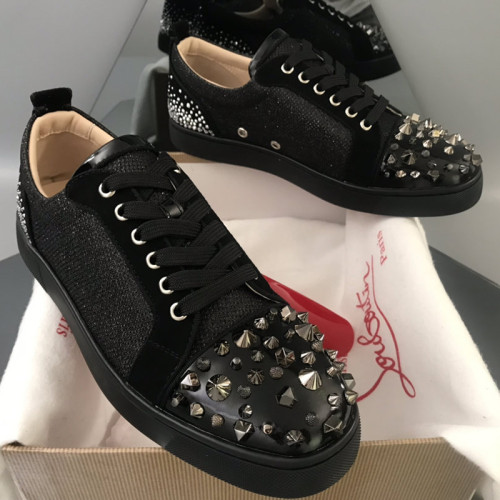 Christian Louboutin Mens Shoes Luxury Brand Red Bottom Design Louis Junior Spikes Flat with Original Box CL sneakers