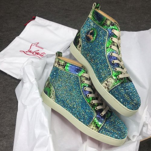 Christian Louboutin Mens Shoes Luxury Brand Red Bottom Design Louis Junior Spikes Flat with Original Box CL sneakers