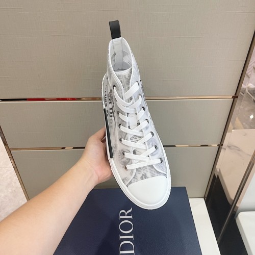 Dior Mens Shoes Sneakers Casual Luxury Brand B23 HIGH-TOP SNEAKER Dior Oblique Canvas with Original Box 3SH118ZMK_H761