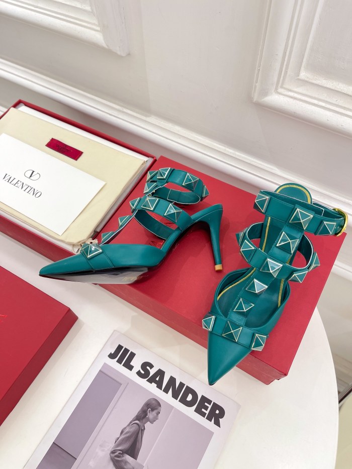 Valentino Women Shoes Mule Flip Flop Sandals ROMAN STUD SLIDE SANDAL IN QUILTED NAPPA with Original Box Luxury Brand 8cm Heel Design