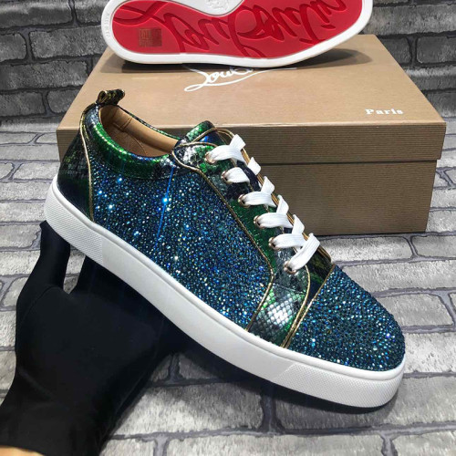 Christian Louboutin Mens Shoes Luxury Brand Red Bottom Design Louis Junior Spikes Flat with Original Box CL sneakers