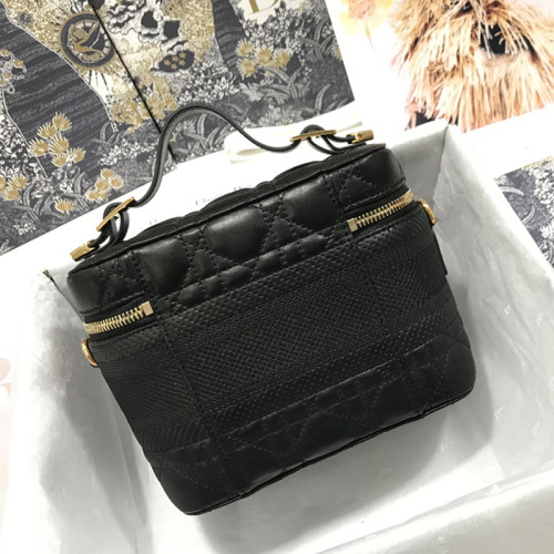 Dior Womens Bags Luxury Brand Fashion Small Diortravel Vanity Case Black Cannage Lambskin S5488UNTR_M900 with Original Box