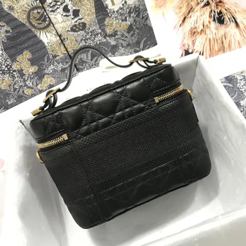 Dior Womens Bags Luxury Brand Fashion Small Diortravel Vanity Case Black Cannage Lambskin S5488UNTR_M900 with Original Box