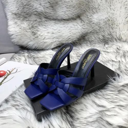 Saint Laurent YSL Womens Shoes TRIBUTE HEELED MULES IN SMOOTH LEATHER 9CM