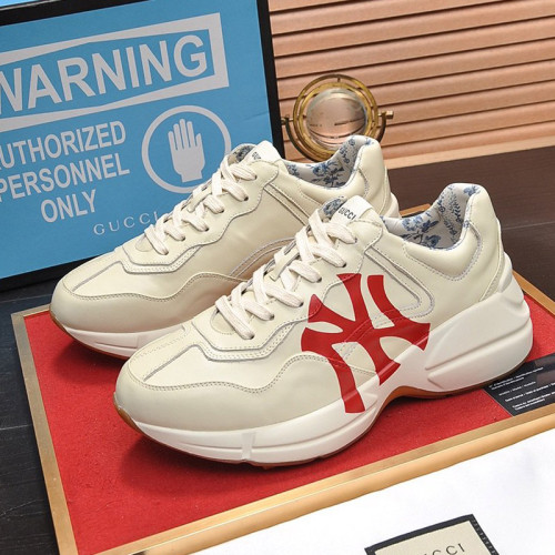 Gucci Mens Shoes Sneakers Luxury Brand Men's Rhyton leather sneaker with Original Box