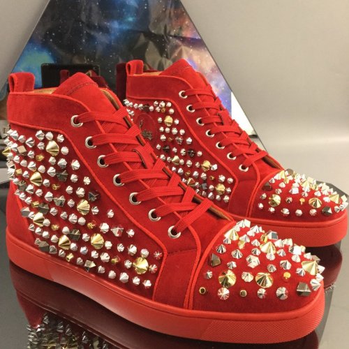 Christian Louboutin Mens Shoes Luxury Brand Red Bottom Design Louis Junior Spikes Flat with Original Box CL sneakers