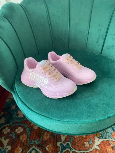 Gucci Women Shoes Women's Rhyton Gucci logo leather sneaker Luxury Brand with Original Box
