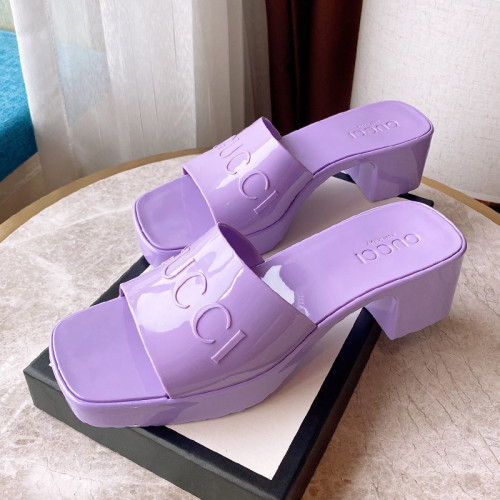 Gucci Womens Shoes Sandals Slides Slippers Luxury Brand Thick Sole 5cm Heel Design Women's GG slide sandal with Original Box