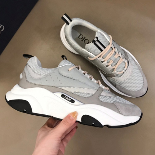 Dior Mens Shoes Sneakers Luxury Brand Breathable Design B22 SNEAKER Cream and Lavender Technical Mesh with Light Green and Gray Smooth Calfskin with Original Box 3SN231YXX_H861