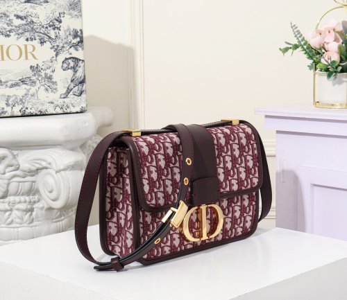 Dior Womens Bags Crossbody Bags Luxury Brand 30 Montaigne Bag Burgundy Dior Oblique Jacquard with Original Box M9203UTZQ_M974