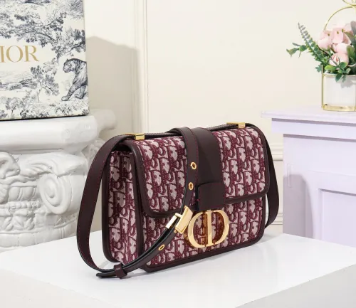 Dior Womens Bags Crossbody Bags Luxury Brand 30 Montaigne Bag Burgundy Dior Oblique Jacquard with Original Box M9203UTZQ_M974
