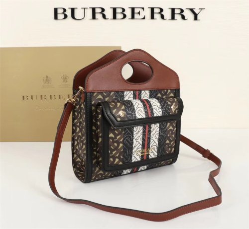 Burberry Womens Bag Mini Monogram Stripe E-canvas Pocket Bag