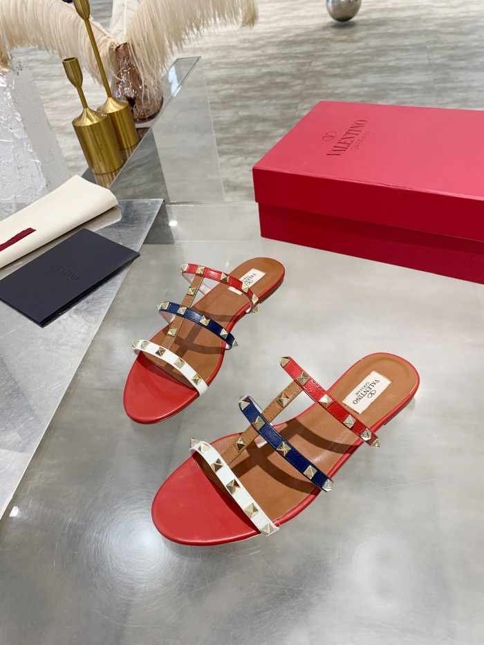 Valentino Women Shoes Mule Flip Flop Sandals ROMAN STUD SLIDE SANDAL IN QUILTED NAPPA with Original Box Luxury Brand