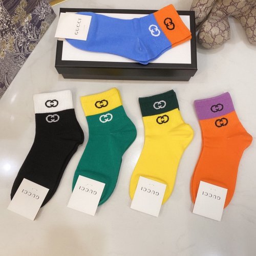 Gucci Socks 5 Pairs with Original Box Luxury Brand Breathable Gucci Sock