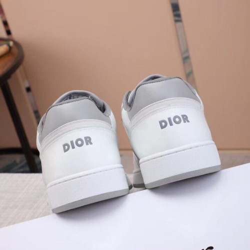 Dior Men Shoes Sneakers Luxury B27 Low-Top Sneaker White And Gray Smooth Calfskin With White Dior Oblique Galaxy Leather