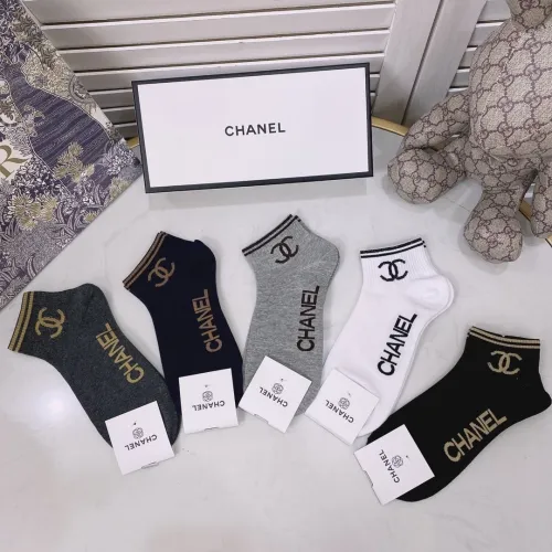 Chanel Socks 5 Pairs with Original Box Luxury Brand Breathable Chanel Sock